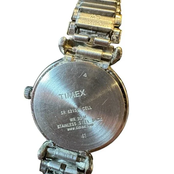 Timex watch women's elastic band Gold Silver Tones Circle Face classic casual - Picture 3 of 12